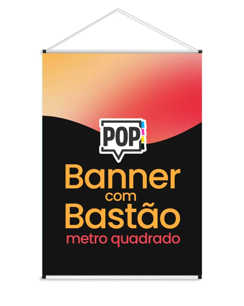 Banner com bastão metro quadrado imprime pop