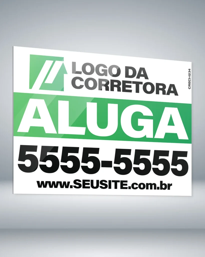 Placa Imobiliária em PVC + Fita dupla face